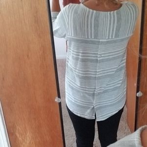 Rose and Olive striped plus size top
